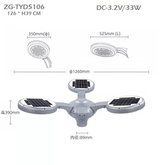 Đèn Sân Vườn Kiểu Dáng 3 Cánh Hoa Hiện Đại 2023 ZG-TYD5106-3 33W ZALAA Solar Garden Cho cột cao 4-6m