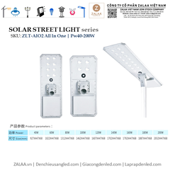 Đèn Đường LED ZLT-AIO2 Pw40-200W - All in one solar street light ZALAA ODM/OEM Theo Yêu Cầu