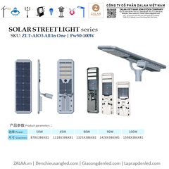 Đèn Đường LED ZLT-AIO3 Pw50-100W - All in one solar street light ZALAA ODM/OEM Theo Yêu Cầu