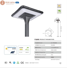 Đèn Đường Sân Vườn Công Viên Năng Lượng Mặt Trời ZG-TYD2505 45W ZALAA Cho cột cao 4-6m