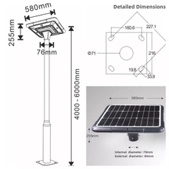 Đèn Đường Sân Vườn Công Viên Năng Lượng Mặt Trời ZG-TYD2505 45W ZALAA Cho cột cao 4-6m