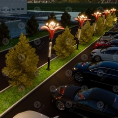 Cột Đèn Đường LED Kiểu Cây Hoa Đẹp Lạ cho Dự án Chiếu sáng đường phố kiểu mới