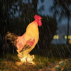 Đèn LED Fiberglass Sợi Thủy Tinh Nhựa tạo hình 3D Con Gà Rooster-hen phát sáng Zalaa dành cho Dự án Vườn Ánh Sáng