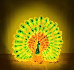 Đèn LED Fiberglass Sợi Thủy Tinh Nhựa họa tiết 3D Chim Công Peacock phát sáng Zalaa dành cho Dự án Vườn Ánh Sáng