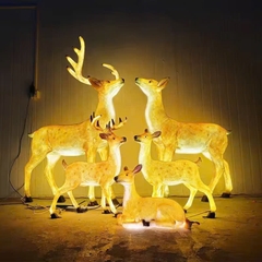 Đèn LED Motif Mô Phỏng 3D Đàn Hươu Deer phát sáng từ Sợi thủy tinh và nhựa Zalaa dành cho Dự án Vườn Ánh Sáng