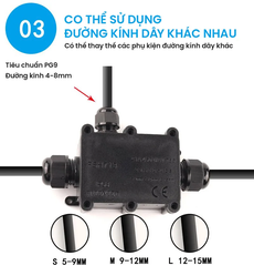 Hộp Nối Chống Nước 6 Ngả FSH713-6 Bằng Nhựa, Chống Nước, Ngoài Trời IP68 - Linh kiện đèn led Zalaa