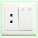 Công tắc đôi 1 chiều và ổ cắm 2 chấu uten ub86 UBK21Z12
