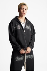 RICHNESS CHARMING DIAMOND BOXY DOUBLE ZIP HOODIE