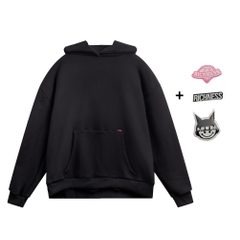 RICHNESS ESSENTIAL HOODIE BOXY + 3 PIN ICONIC ( BLACK )