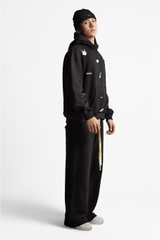 RICHNESS ESSENTIAL HOODIE BOXY + 3 PIN ICONIC ( BLACK )