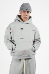 RICHNESS ESSENTIAL HOODIE BOXY + 3 PIN ICONIC ( GREY )