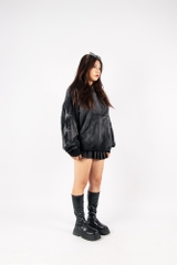 RICHNESS THE COUNTING STAR HOODIE BOXY WASH ( BLACK WASH )