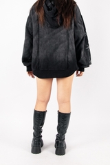 RICHNESS THE COUNTING STAR HOODIE BOXY WASH ( BLACK WASH )