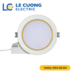 Đèn LED âm trần Downlight đổi màu AT56 viền vàng Rạng Đông