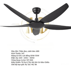 Quạt trần đèn Duc Minh EC.021 màu đen