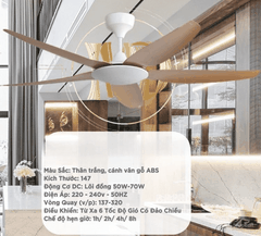 Quạt trần đèn Duc Minh EC.023 màu trắng