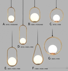 Đèn thả đơn cầu thủy tinh mờ TH743