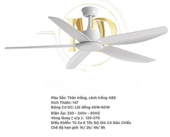 Quạt trần đèn Duc Minh JSM.74 màu trắng
