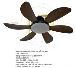 Quạt trần đèn Duc Minh JSM.77 màu đen