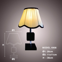 Đèn  bàn chao vải viền nâu 6908