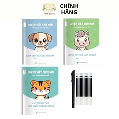 Combo 3 vở luyện viết nét chữ Hán cơ bản NHT Books + 1 bút10 ngòi bay màu