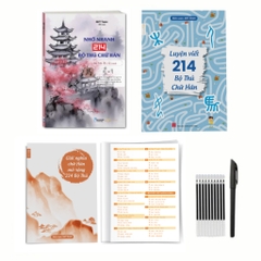 Combo Sách Nhớ Nhanh 214 Bộ Thủ + Sách Luyện Viết 214 Bộ Thủ Hán Tự Mở Rộng, 10 ngòi bay màu 1 bút có AUDIO File Nghe