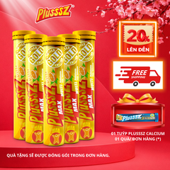 (COMBO 5 TUÝP x 20 Viên sủi) PLUSSSZ MAX MULTIVITAMIN VỊ CAM Không Đường - HÀNG NHẬP KHẨU