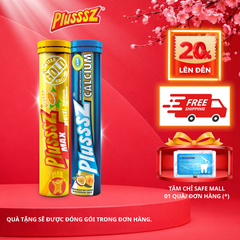 (COMBO 2 TUÝP X 20 VIÊN SỦI) Plusssz Max Multivitamin vị Cam  không đường + PLUSSSZ CALCIUM - Hương Đào, Chanh Leo Không Đường