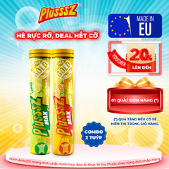 (COMBO 2 TUÝP X 20 VIÊN SỦI) Plusssz Max Multivitamin vị cam không đường + Plusssz Max Vitamin C & Kẽm ZinC Vị Chanh Không Đường
