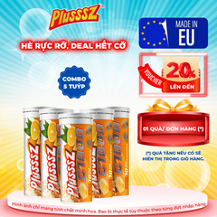 {COMBO 5 TUÝP X10 viên sủi 4g} PLUSSSZ C1000 vị cam không đường - Hàng nhập khẩu