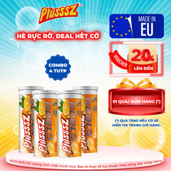 {COMBO 4 TUÝP X10 viên sủi 4g} PLUSSSZ C1000 vị cam không đường - Hàng nhập khẩu