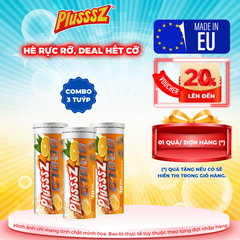{COMBO 3 TUÝP X10 viên sủi 4g} PLUSSSZ C1000 vị cam không đường - Hàng nhập khẩu
