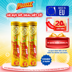 (COMBO 3 TUÝP x 20 Viên sủi) PLUSSSZ MAX MULTIVITAMIN VỊ CAM Không Đường - HÀNG NHẬP KHẨU