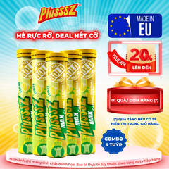 [COMBO 5 TUÝP X 20 VIÊN] PLUSSSZ VITAMIN C & ZINC VỊ CHANH KHÔNG ĐƯỜNG - HÀNG NHẬP KHẨU