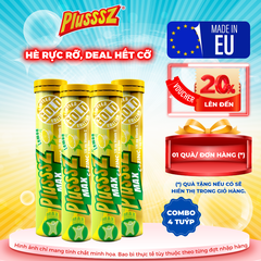 [COMBO 4 TUÝP X 20 VIÊN] PLUSSSZ VITAMIN C & ZINC VỊ CHANH KHÔNG ĐƯỜNG - HÀNG NHẬP KHẨU