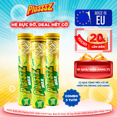 [COMBO 3 TUÝP X 20 VIÊN] PLUSSSZ VITAMIN C & ZINC VỊ CHANH KHÔNG ĐƯỜNG - HÀNG NHẬP KHẨU