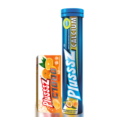 (COMBO 2 TUÝP) PLUSSSZ CALCIUM - Hương Đào, Chanh Leo Không Đường (tuýp 20 viên) + PLUSSSZ C1000 (tuýp 10 viên sủi) 4g