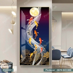 Tranh Bắc Âu Cao Cấp May Mắn 9 Cá