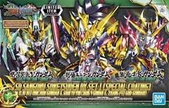 SD TAM QUỐC SANGOKU SOKETSUDEN DX SET I (SPECIAL COATING) LIUBEI UNICORN GUNDAM & GUAN YU NU GUNDAM & ZHANG FEI GOD GUNDAM