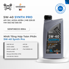 Senfineco 8964 Nhớt Tổng Hợp 5W40 Hoàn Toàn Cao Cấp - SynthPro 5W40 API SN ACEA A3/B4 MB229.3 [1L] [Made In Germany]