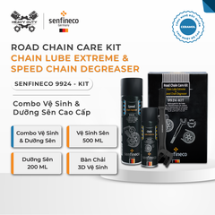 Combo Vệ Sinh & Dưỡng Sên Cao Cấp Senfineco 9924 9925 Road Chain Care Kit | Mỡ Bò Xanh Chịu Nhiệt, Tặng Bàn Chải Chuyên Dụng