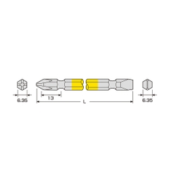 Mũi vít 2 đầu +2/-6x65 ACPM-2065 Anex Nhật Bản