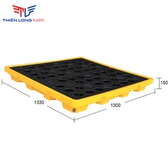 Pallet Chống tràn dầu 4 phuy (KT: 1300 x 1300 x 150mm)
