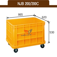 Thùng Nhựa Đặc NJB 200 / 200C KT: 860 × 620 × 530 mm