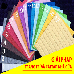 Xốp dán tường giả gạch - #3mmmầuxanhcốm