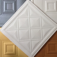 Xốp dán tường giả da - #mẫup8 Mầu trắng