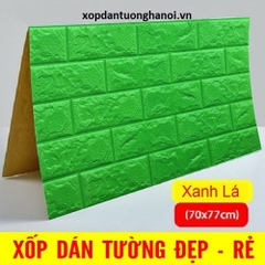 Xốp dán tường giả gạch cao cấp 5mm mầu xanh lá