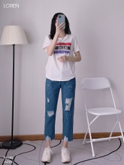 Quần jean baggy LOREN rách tua B5145