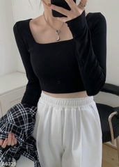 Áo croptop tay dài đen A6321