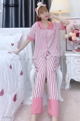 Đồ ngủ pijama tay ngắn quần dài hồng D1700